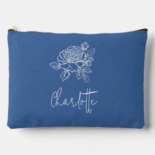 Bolsito Accesorio Grande Rosas azules nombre personalizado floral