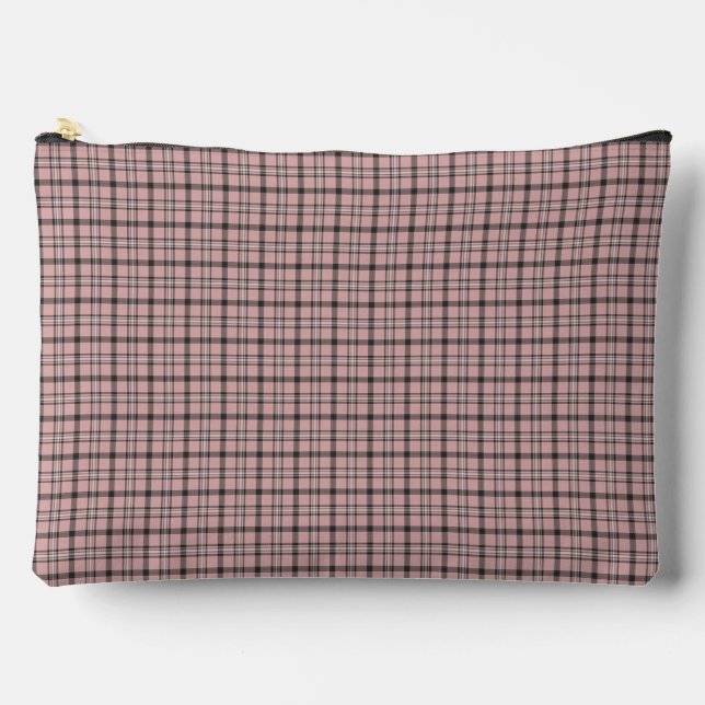 Bolsito Accesorio Grande Rose Pink Black Plaid Classic Pattern Retro (Anverso)
