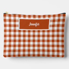 Bolsito Accesorio Grande Rust Red Plaid Gingham Personalized