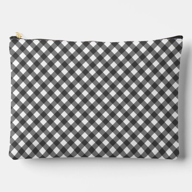 Bolsito Accesorio Grande Rustic Farmhouse Monochrome Buffalo Check Geometri (Anverso)