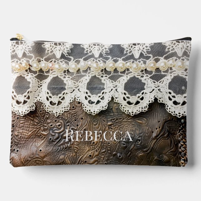 Bolsito Accesorio Grande Rústico cuero laberíntico occidental y laguna de é (Anverso)