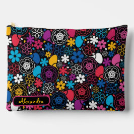 Bolsito Accesorio Grande Seamless Colorful Leaves and Flowers Pattern