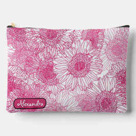 Bolsito Accesorio Grande Simple White and Pink Floral Seamless Pattern