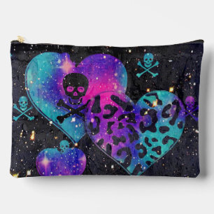 Bolsito Accesorio Grande Skulls, Hearts y Leopard Print