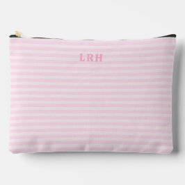 Bolsito Accesorio Grande Soft Pink Stripe Vintage Tiny Initials Monogram