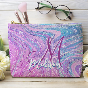 Bolsito Accesorio Grande Sparkle unicorn arco iris arte de mármol giratorio