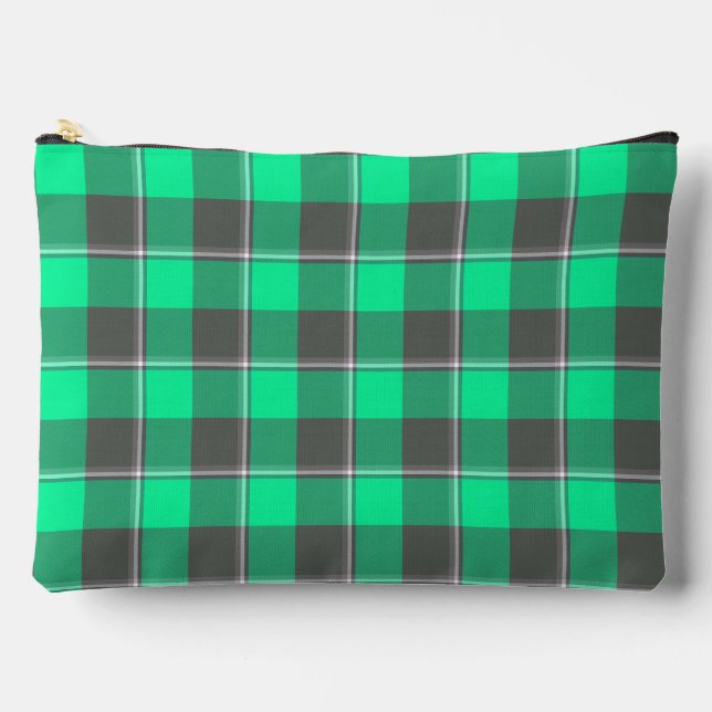 Bolsito Accesorio Grande Spring Green and Finlandia Black Plaid (Anverso)