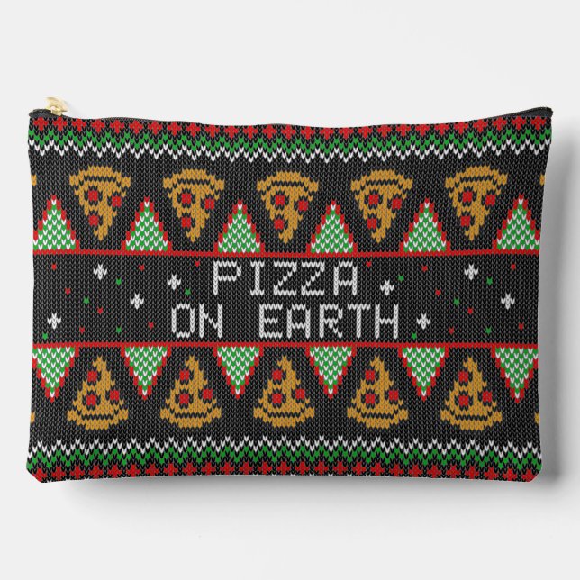 Bolsito Accesorio Grande Suéter de Navidades feos de Pizza (Anverso)