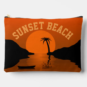 Bolsito Accesorio Grande Sunset Beach Tropical Naranja Art