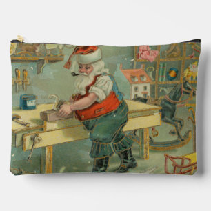 Bolsito Accesorio Grande Tarjeta de Navidad Vintage - Santa en su taller