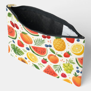 Bolsito Accesorio Grande Tela de Patrón de Frutas de Verano Sandía Tropic