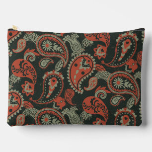 Bolsito Accesorio Grande Tradicional Paisley Linocut Naranja cálido Mint Gr