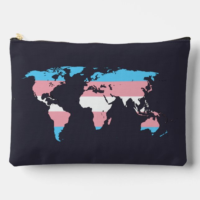 Bolsito Accesorio Grande Transgender pride world map  (Anverso)