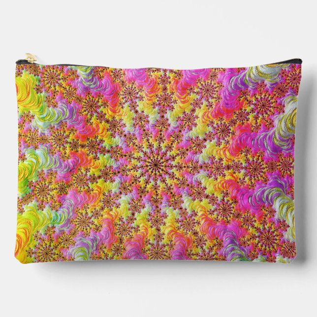 Bolsito Accesorio Grande Trippy Groovy Funky Psicodélico Fractal Burst (Anverso)