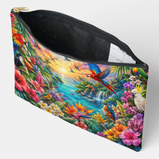 Bolsito Accesorio Grande Tropical Birds Accessory Pouch | Colorful Floral P