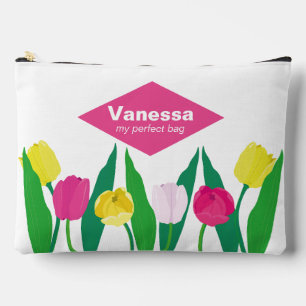 Bolsito Accesorio Grande Tulipanes Rosa Amarillo Purpura Verde Moderno Lind