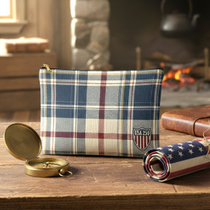 Bolsito Accesorio Grande USA 250 American Plaid Shield Motif ID1301