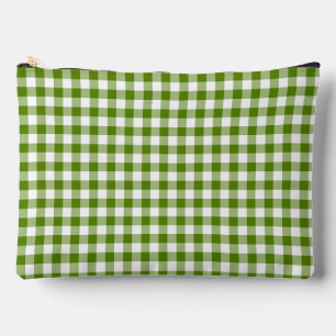 Bolsito Accesorio Grande Verde Aguacate Cuadros Gingham Color Retro