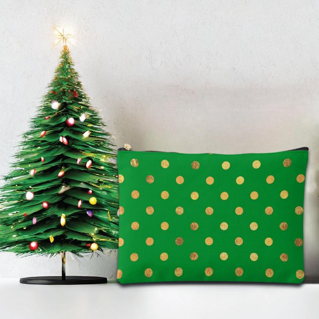 Bolsito Accesorio Grande Verde con puntos Purpurinas de oro (Subido por el creador)
