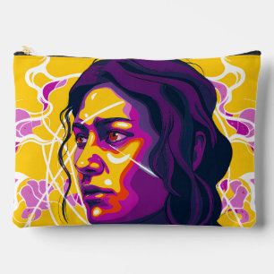 Bolsito Accesorio Grande Vibrant Stylized Portrait with Abstract Elements