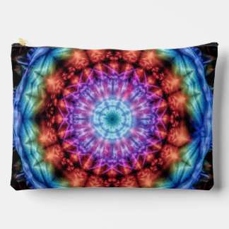 Bolsito Accesorio Grande Vibrante Tie Dye Kaleidoscope Arcoiris Mandala