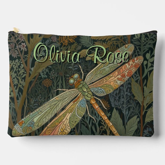 Bolsito Accesorio Grande Vintage art nouveau green gold Dragonfly (Anverso)