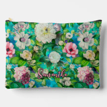 Vintage Elegante florido flores rosadas monograma