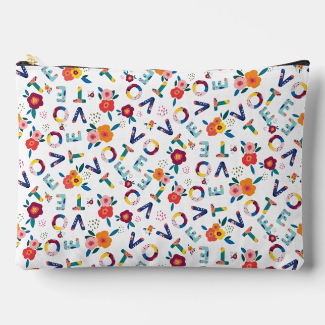 Bolsito Accesorio Grande Vote Modern Floral in Green Pink Orange Blue (Anverso)