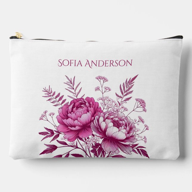 Bolsito Accesorio Grande Watercolor Magenta Peony (Anverso)