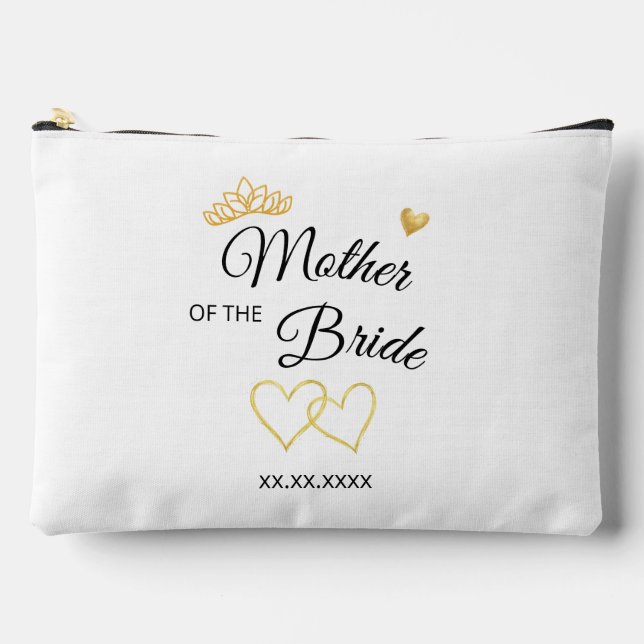 Bolsito Accesorio Grande Wedding Party Role & Date Elegant Design (Anverso)