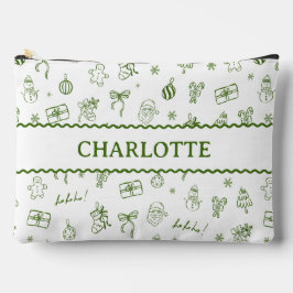 Bolsito Accesorio Grande Whimsical Hand Drawn Doodle Green