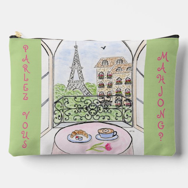 Bolsito Accesorio Grande Whimsical Paris and Eiffel Tower MAHJONG (Anverso)