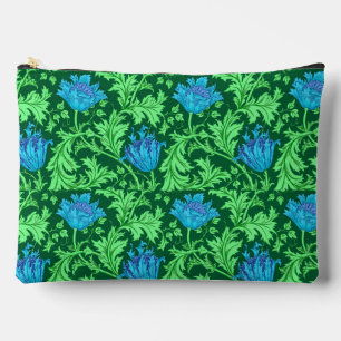 Bolsito Accesorio Grande William Morris Anemone, verde esmeralda y azul