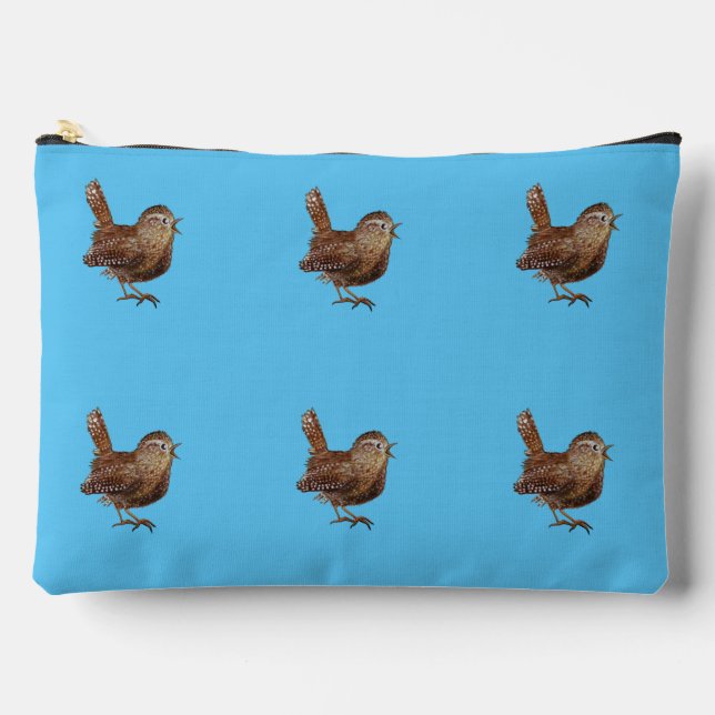 Bolsito Accesorio Grande Wren Bird canta Sky Blue (Anverso)