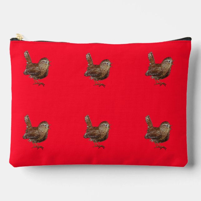 Bolsito Accesorio Grande Wren Bird Cantando Vivid Red (Anverso)