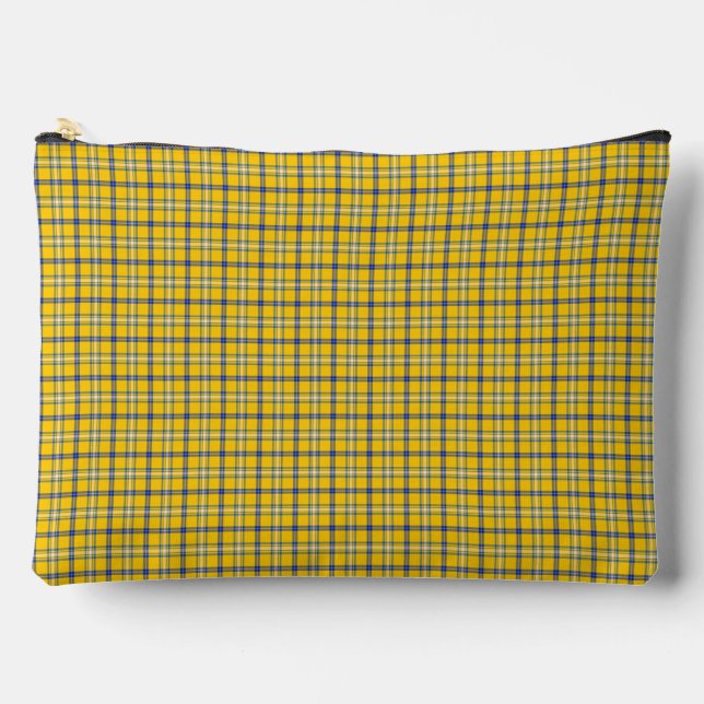 Bolsito Accesorio Grande Yellow Blue Plaid Classic Pattern Retro (Anverso)