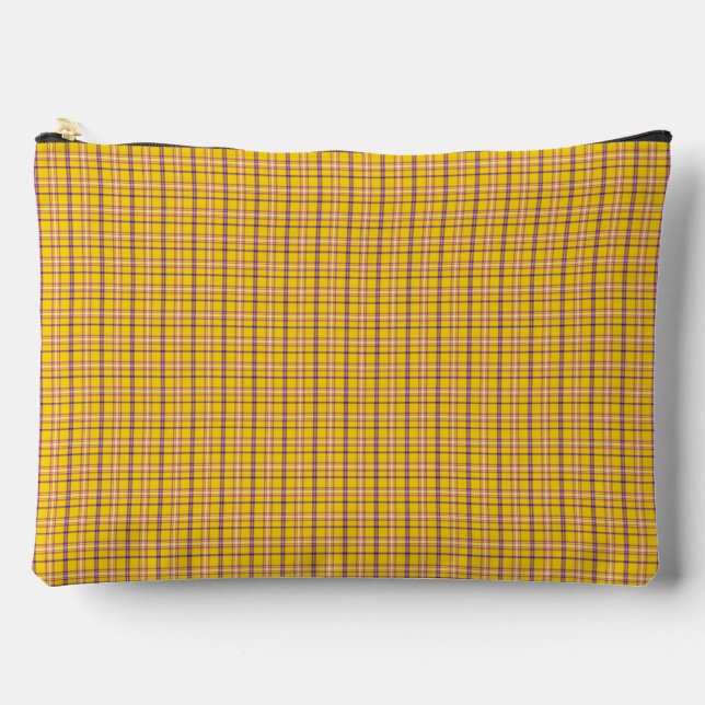Bolsito Accesorio Grande Yellow Purple Plaid Classic Pattern Modern (Anverso)