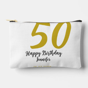 Bolsito Accesorio Pequeño 50 cumpleaños añadir nombre fecha año negro planti
