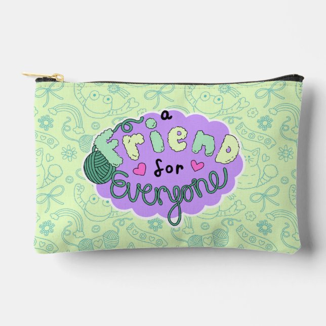 Bolsito Accesorio Pequeño "A Friend for Everyone" Green Pouch (Anverso)