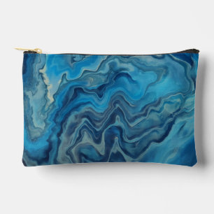 Bolsito Accesorio Pequeño Abstracción acrílica de mármol blanco cian azul