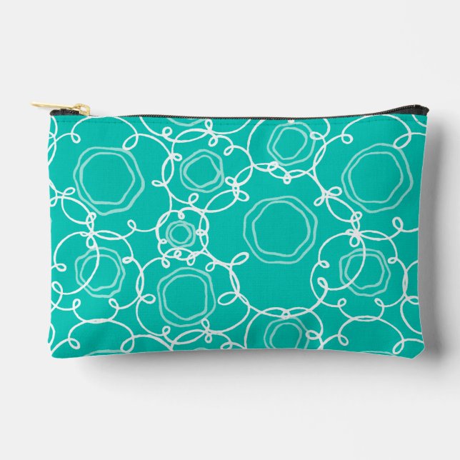 Bolsito Accesorio Pequeño Abstract Floral Matrix (Teal) Fine Art (Anverso)
