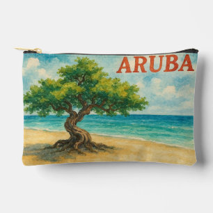 Bolsito Accesorio Pequeño Acuarela de Aruba Divi Tree Eagle Beach