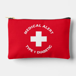 Bolsito Accesorio Pequeño Alerta Médica Personalizada Diabético Rojo 