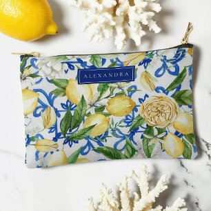Bolsito Accesorio Pequeño Amalfi Coast Blue Tile Lemon Personalizado