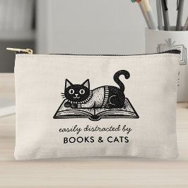 Bolsito Accesorio Pequeño Amante de los libros gato negro cita divertida