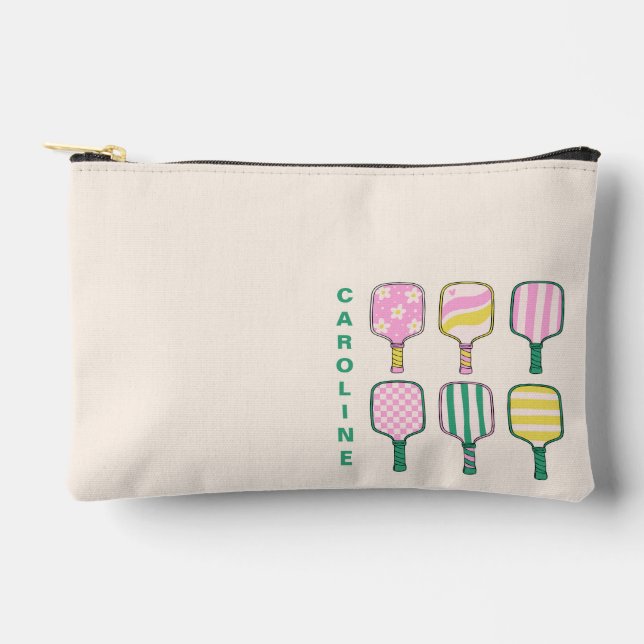 Bolsito Accesorio Pequeño Amante del Pickleball Retro Rosa Verde Personaliza (Anverso)