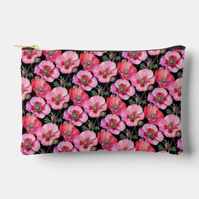 Bolsito Accesorio Pequeño Amapolas rosadas  (Anverso)