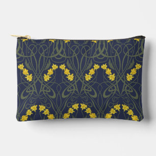 Bolsito Accesorio Pequeño Amarillo Art Nouveau Narcisos y Tallos Azul