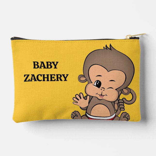 Bolsito Accesorio Pequeño Amarillo mono personalizado (Reverso )