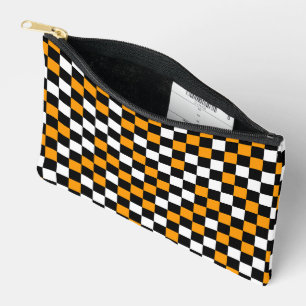 Bolsito Accesorio Pequeño Amarillo Negro y Blanco Cuadros